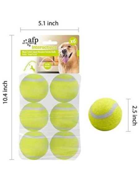 Pelotas de Tenis para Perros AFP 6.35 cm Paquete de 6