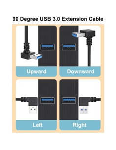 Cable Extensión USB 3.0 90 Grados Jadebones 30CM Pack 4 2