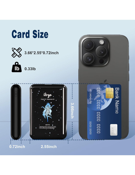 Mini Power Bank 10000mAh TXQX Cargador Rápido USB C Virgo