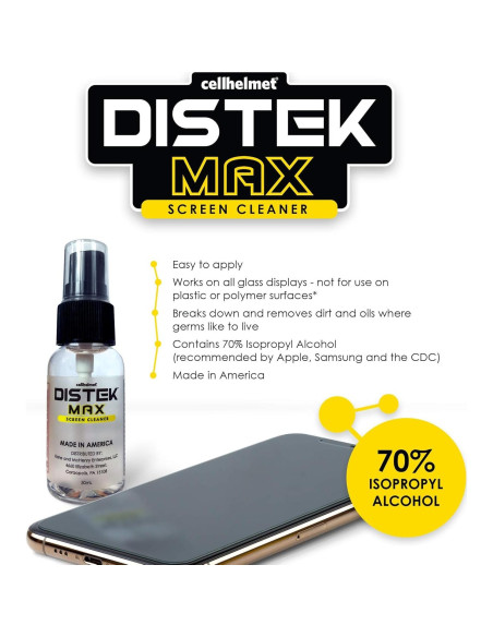 Limpiador de Pantallas Cellhelmet Distek Max 30 mL - Alcohol 70%