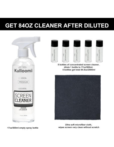 Limpiador de Pantallas Kulloomii 2500ml + Paño Microfibra
