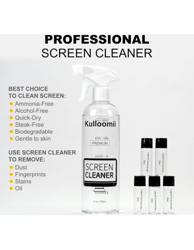 Limpiador de Pantallas Kulloomii 2500ml + Paño Microfibra
