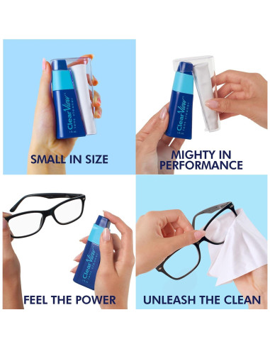 Kit de Limpiador de Lentes Clear View | 2 Botellas 236ml + Spray 30ml