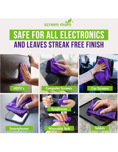 Kit Limpiador de Pantallas Screen Mom 2-Pack 454g - Spray y Paño Microfibra