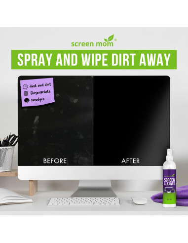 Kit Limpiador de Pantallas Screen Mom 2-Pack 454g - Spray y Paño Microfibra