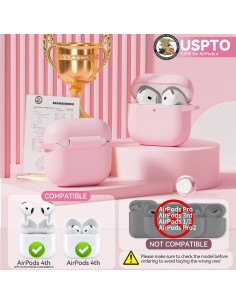 Funda de Silicona Rosa TNSNK para AirPods 4ta Gen 2024 2
