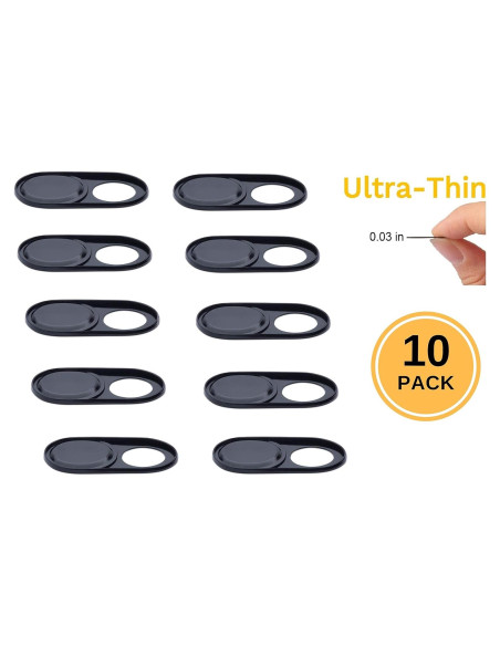 Cubierta de Webcam Foretra Negra Ultra Fina - Paquete de 10