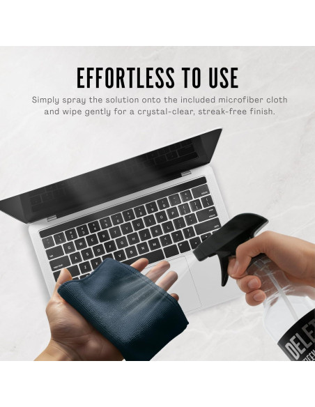 Kit Limpiador de Pantallas Delete 16oz y 2oz con Paño Microfibra Kit Limpiador de Pantallas Delete 16oz y 2oz con Paño Microfibra