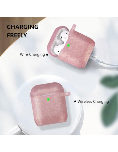 Funda de Silicona Brillante YOMPLOW para AirPods 2 y 1 - Oro Rosa 2