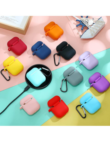 12 Fundas Protectores Silicona Weewooday para AirPods 1 y 2