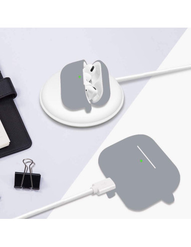 Funda Protectora Silicona Airpods Pro 2019 con Llavero Pom Pom Gris