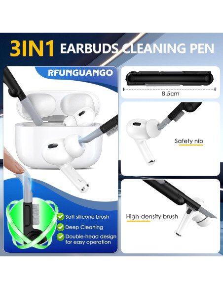 Funda Protectora RFUNGUANGO para AirPods Pro 2da Gen con Kit de Limpieza