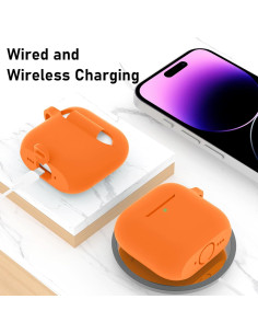 Funda de Silicona SATLITOG para AirPods 4 - Naranja Brillante 2