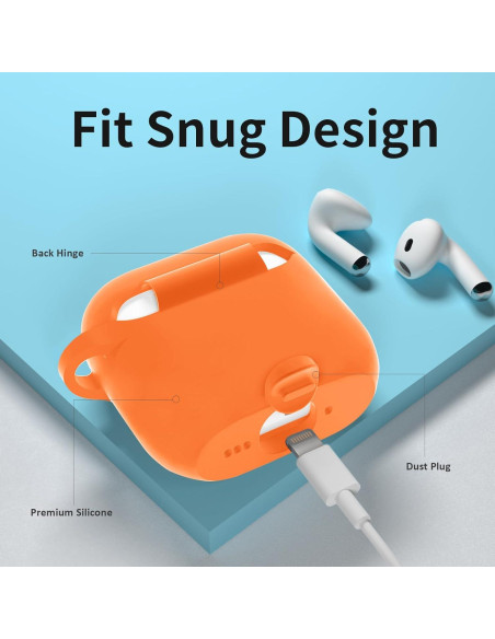 Funda de Silicona SATLITOG para AirPods 4 - Naranja Brillante