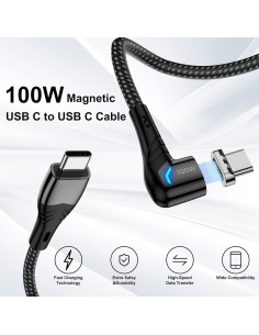 Cable de carga magnético USB C 100W CNakdDG 1.52m (2 unidades) 2