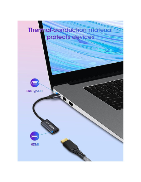 Adaptador USB C a HDMI 4K 60Hz Kobilar - Aluminio Negro Adaptador USB C a HDMI 4K 60Hz Kobilar - Aluminio Negro
