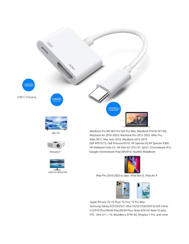 Adaptador HDMI Digital USB-C 4K Hatuge para iPhone y iPad