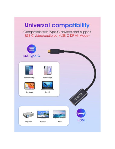 Adaptador USB C a HDMI 4K 60Hz Kobilar - Aluminio Negro