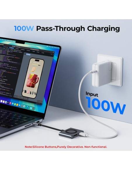 Adaptador USB-C a HDMI GIISSMO 4K 60Hz Carga 100W Gris Adaptador USB-C a HDMI GIISSMO 4K 60Hz Carga 100W Gris