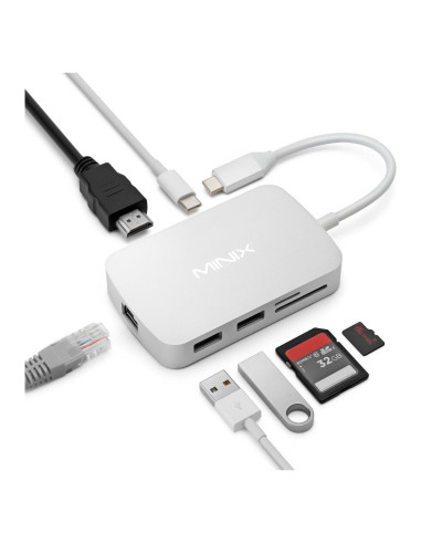 Adaptador USB C MINIX Hub 7 en 1 4K HDMI Ethernet Gigabit