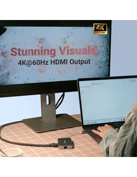 Adaptador USB C MINIX Hub 7 en 1 4K HDMI Ethernet Gigabit