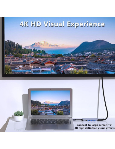 Adaptador Hub USB C 5 en 1 HRIOEKAX HDMI 4K 100W PD