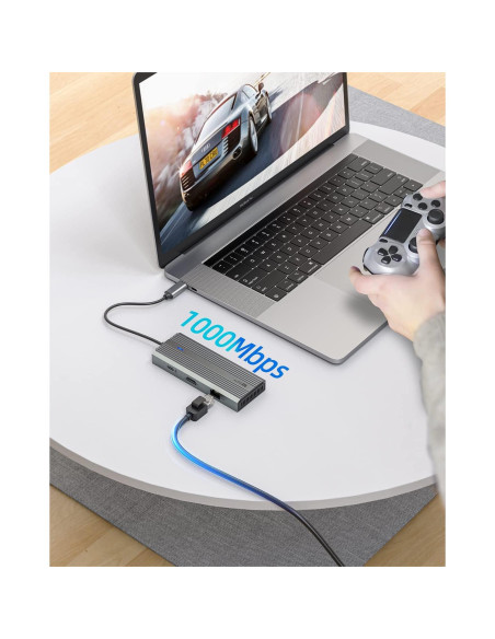 Hub USB C 8 en 1 SAN ZANG MASTER con HDMI 4K, Ethernet y Carga 100W
