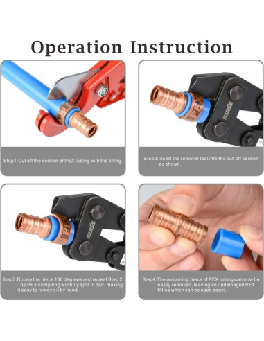 IWISS Herramienta Eliminación Anillos Crimpado PEX 1,27-2,54 cm