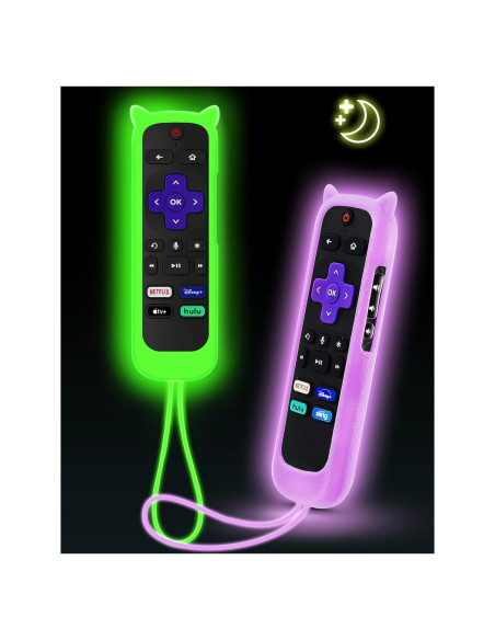 Funda de Silicona para Control Remoto Roku ONEBOM 2 Pack Verde/Púrpura