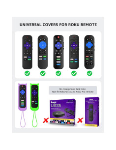 Funda de Silicona para Control Remoto Roku ONEBOM 2 Pack Verde/Púrpura 2