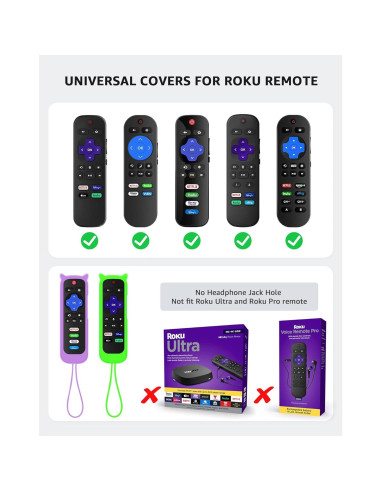 Funda de Silicona para Control Remoto Roku ONEBOM 2 Pack Verde/Púrpura