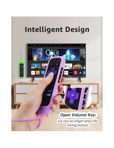 Funda de Silicona para Control Remoto Roku ONEBOM 2 Pack Verde/Púrpura