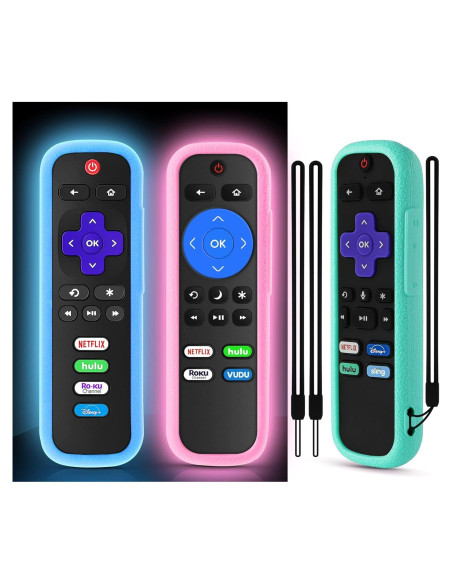 Paquete de 3 fundas de silicona para control remoto Roku Paquete de 3 fundas de silicona para control remoto Roku