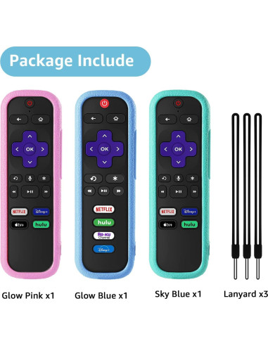 Paquete de 3 fundas de silicona para control remoto Roku