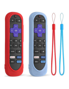 Funda de Silicona DUOLAXMENG para Control Remoto Roku - Rojo y Azul