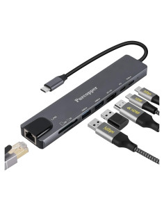 Adaptador Hub USB C 8 en 1 Purcopper con HDMI 4K y Ethernet