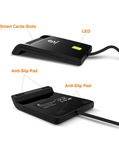 Lector de Tarjeta CAC ZOWEETEK USB Militar, Compatible con Windows y Mac