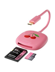 Lector de Tarjetas SD USB C JoyReken 2-en-1 Rosa 8cm