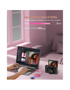 Lector de Tarjetas SD USB C JoyReken 2-en-1 Rosa 8cm 2