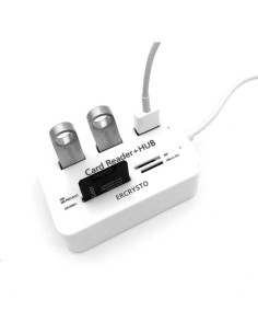 Lector de Tarjetas y Hub USB 2.0 ERCRYSTO Blanco 3 Puertos 2