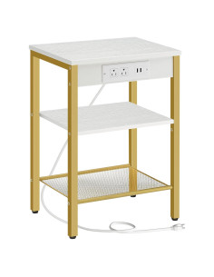 Mesa Lateral HOOBRO DW112BZ01G1 con Carga USB y 3 Estantes