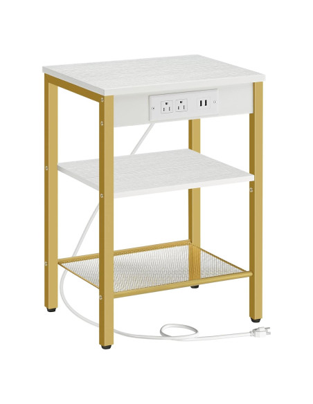 Mesa Lateral HOOBRO DW112BZ01G1 con Carga USB y 3 Estantes