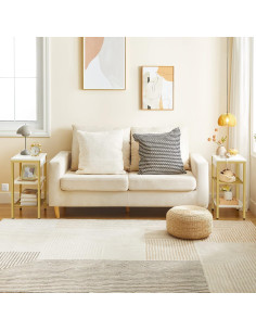 Mesa Lateral HOOBRO DW112BZ01G1 con Carga USB y 3 Estantes 2