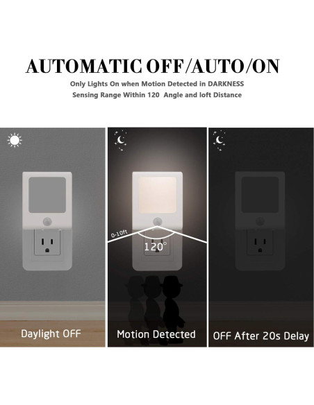 3 Pack Luz Nocturna LED Vintar con Sensor de Movimiento 0.5W