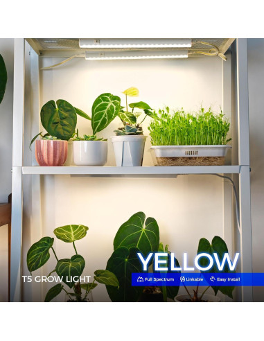 Luces de Cultivo LED Barrina T5 1ft Amarillo Espectro Completo - Paquete de 8