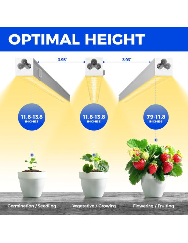 Luces de Cultivo LED Barrina T5 1ft Amarillo Espectro Completo - Paquete de 8