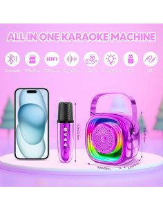Karaoke Mini JYPS para Niños - Altavoz Bluetooth 2 Micrófonos 2