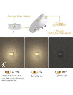 Luz Nocturna Enchufable Lyridz LED 120LM Regulable Paquete de 2 2