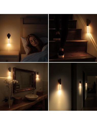 Luz Nocturna con Sensor de Movimiento HAANGWAN Madera Nogal
