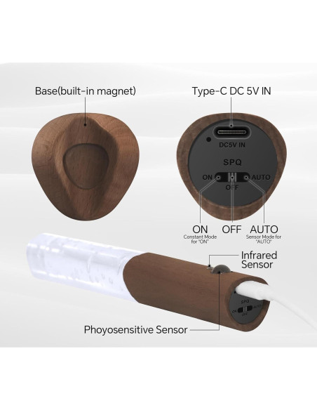Luz Nocturna con Sensor de Movimiento HAANGWAN Madera Nogal